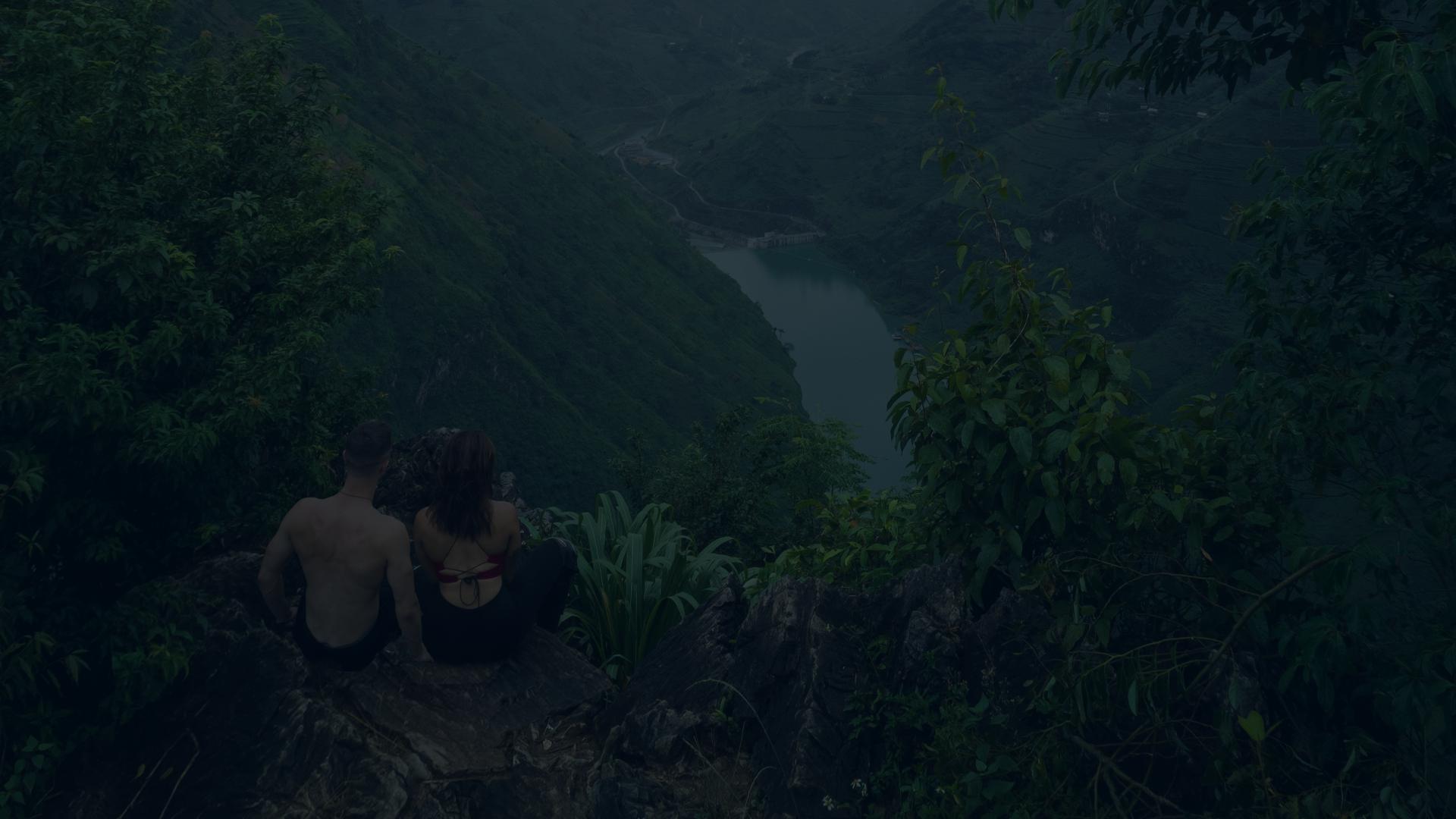 Olivia and Louis (Whole Earth Production founders) on top of a mountain viewpoint